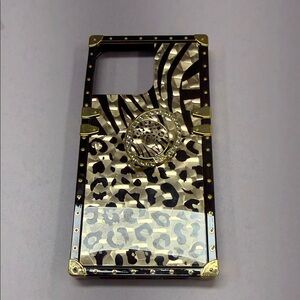Leopard Print IPhone 15 Promax Case with Gold Accents